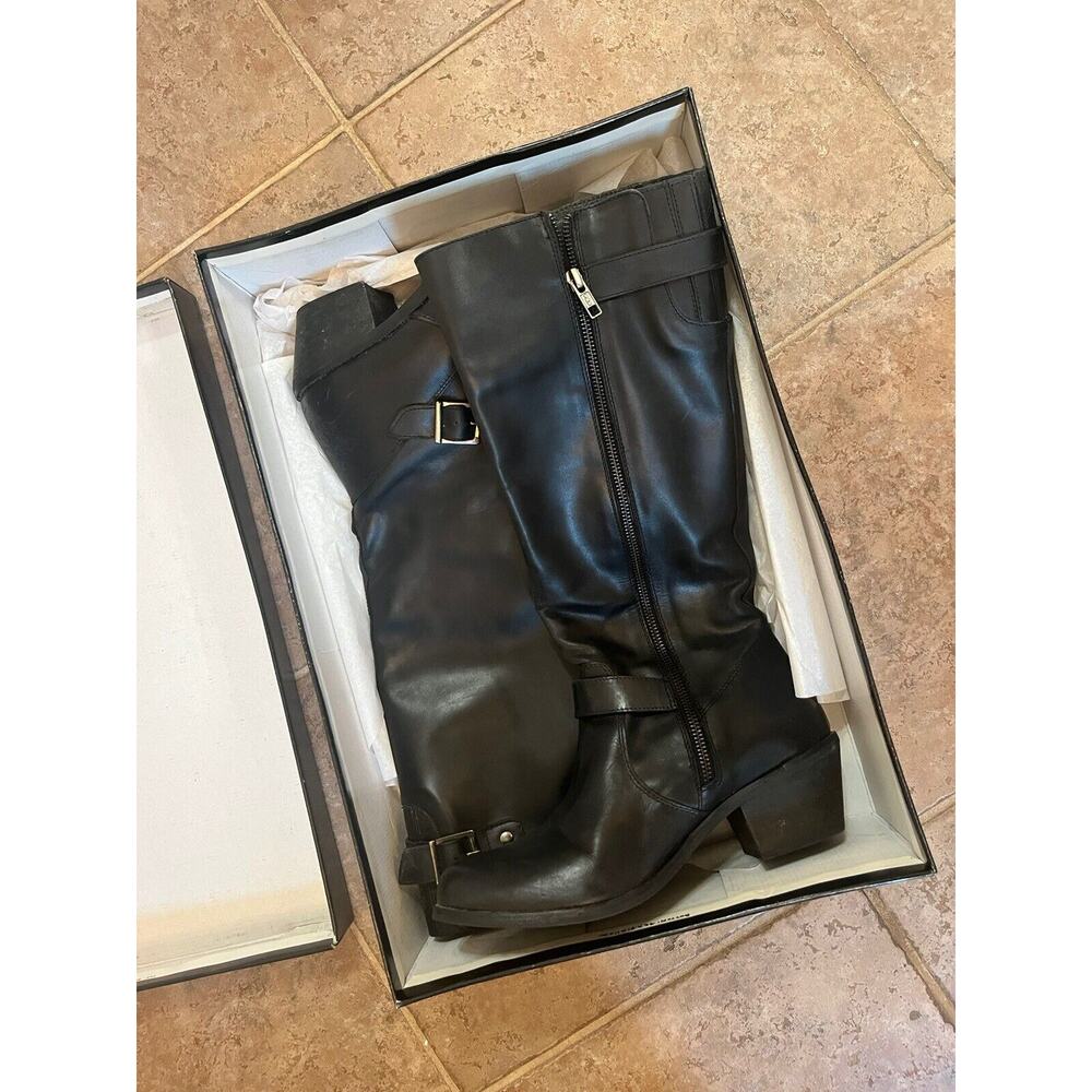 MIA Nacho 9M Black Leather Side Zip 2 Buckle Detail Cowboy Boot Profile Riding